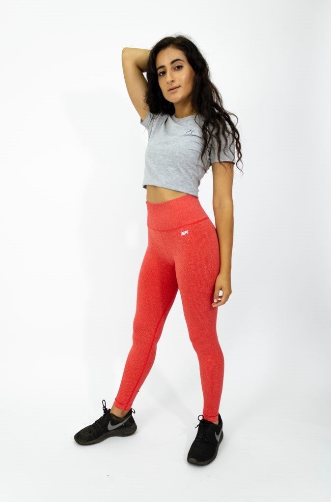 gymshark red marl leggings gym (more of a coral)