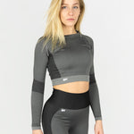 EVER FIT Crop Longsleeve - Dark Grey - EVERFIT